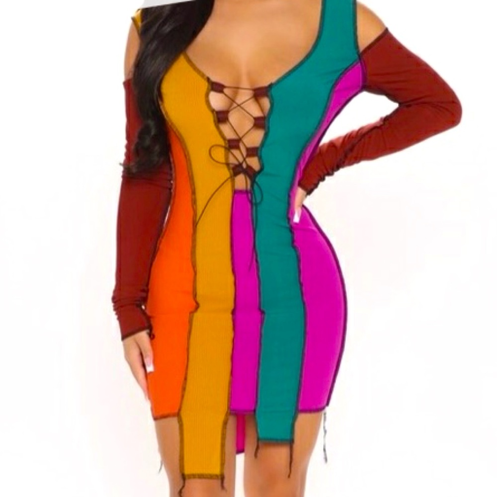Fashion Nova Multi Color Mini Dress
